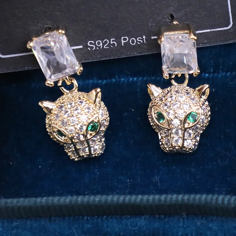 Bilincolor Micro Set Zircon Leopard Earrings for Women