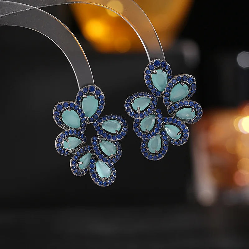 Bilincolor New Fashion Elegant Design Drop Shaped Zircon Stud Earrings for Wedding or Party