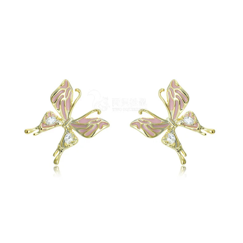 BiLincolor Korean Copper Butterfly Zircon High Quality Earrings for Wedding or Party