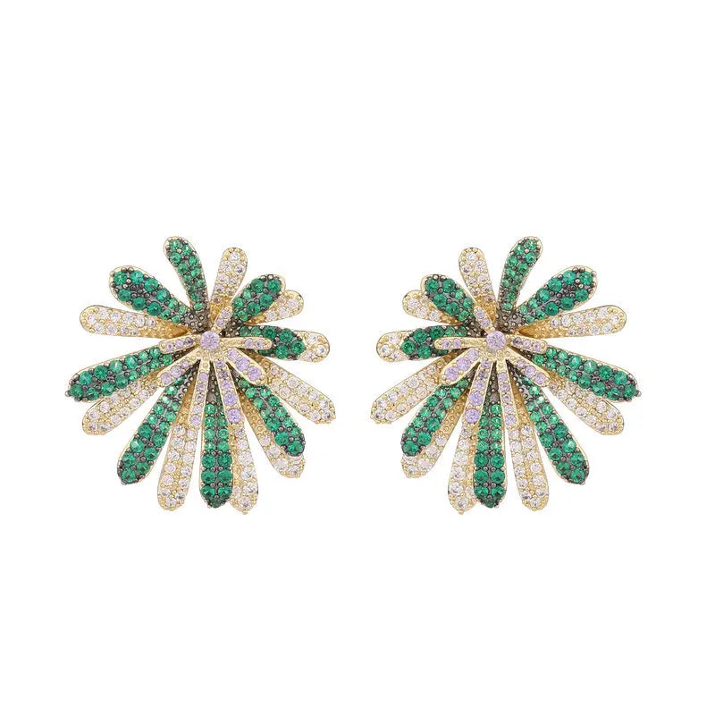 BIlincolor Bright Fireworks Zircon Earrings  For Women or Girls  Chrismas' Gift