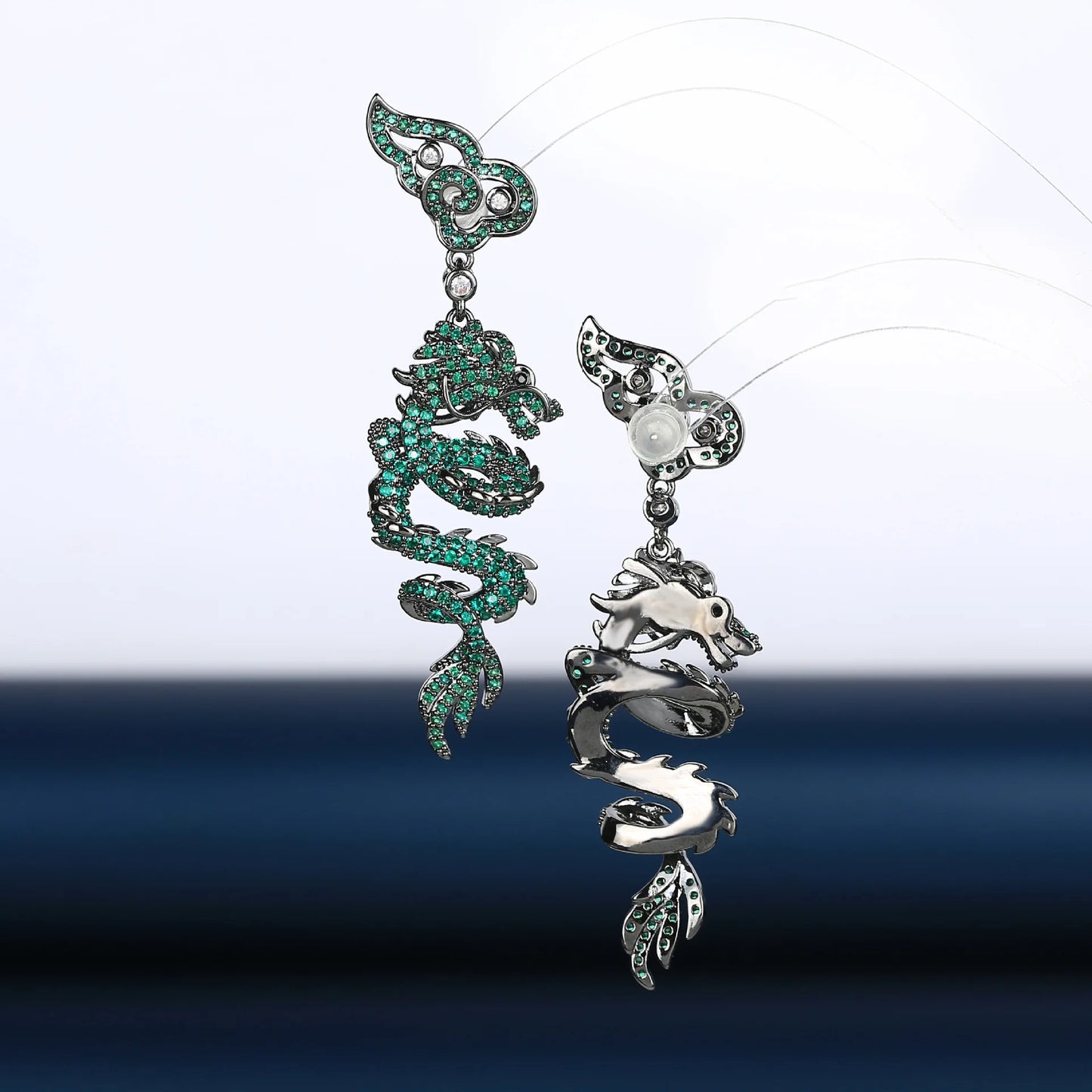 2024 Light Luxury Dragon Pattern Zircon Earrings  for  Party