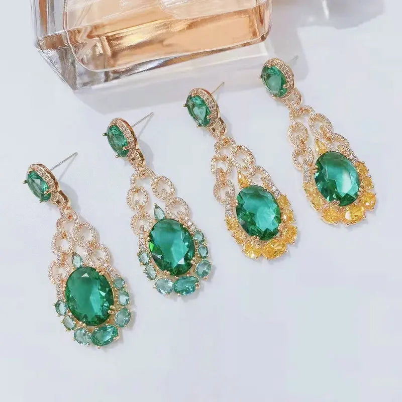 Bilincolor Green Cubic Zirconia Luxury Earring for Women