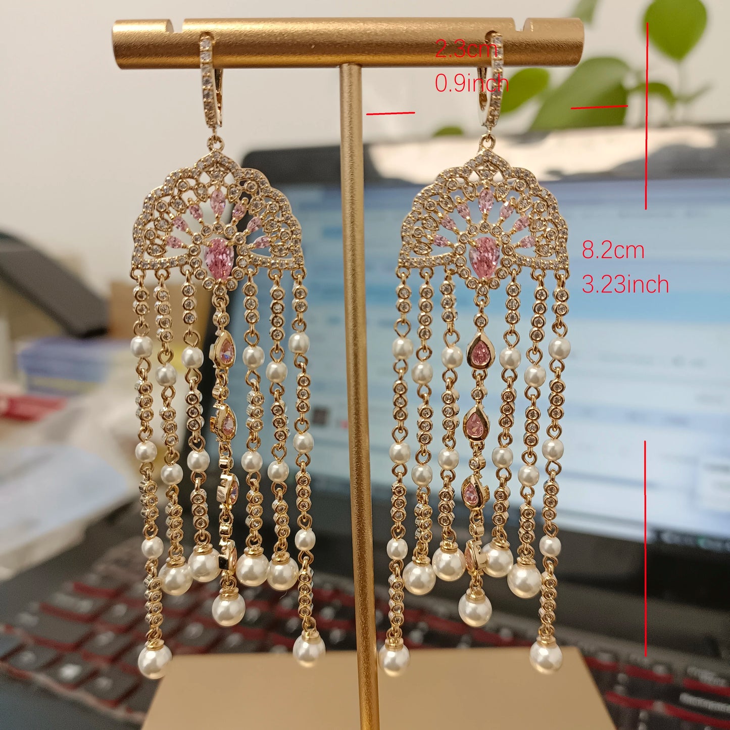 Bilincolor Temperament Pearl Tassel Earrings for Women