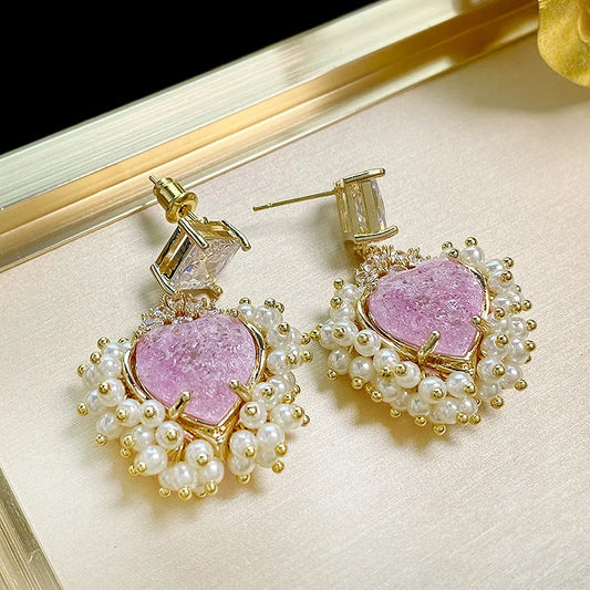 Bilincolor Retro Pink Love Earrings for Women