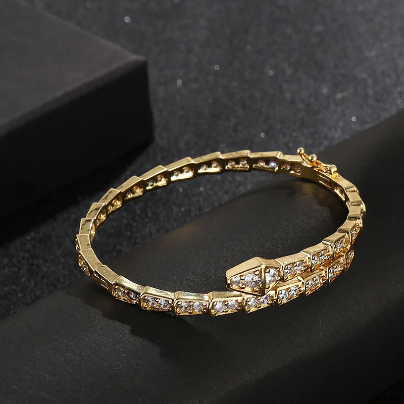 Bilincolor Charming Zircon Snake Cuff Bracelet for Gift