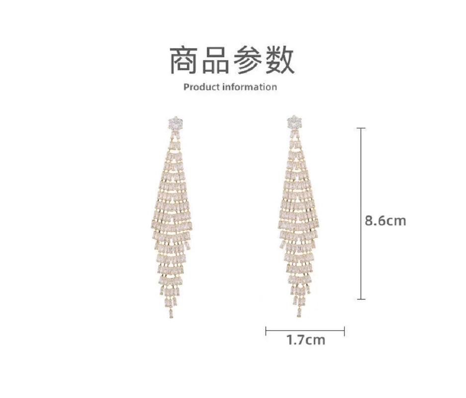 Bilincolor Light Luxury New Zircon Fringe  for Wedding or Party