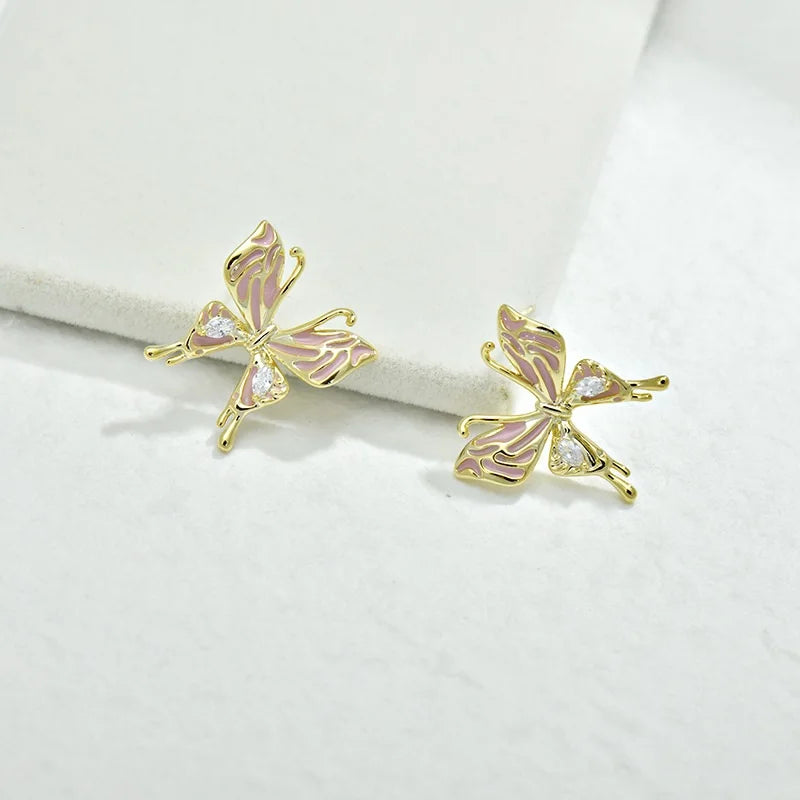 BiLincolor Korean Copper Butterfly Zircon High Quality Earrings for Wedding or Party