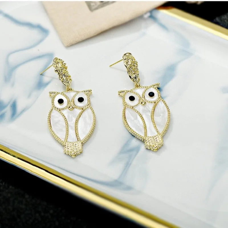 Bilincolor Micro-set Zircon Personalized Owl Earrings for Women