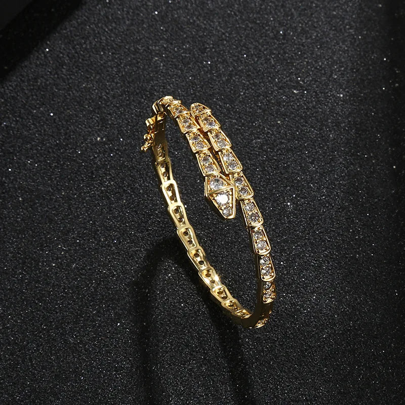 Bilincolor Charming Zircon Snake Cuff Bracelet for Gift