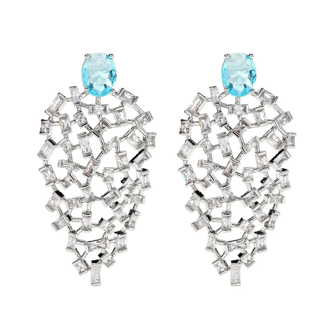 Bilincolor Designer's New Light Luxury Hollow Zircon Leaf Earrings for Women