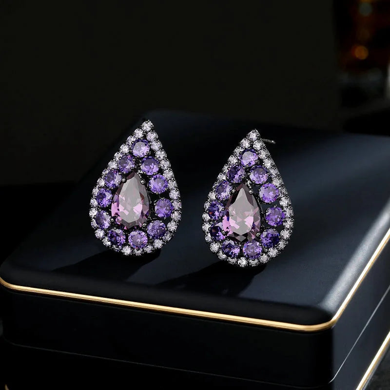 Bilincolor Purple Zircon   Earrings For Women