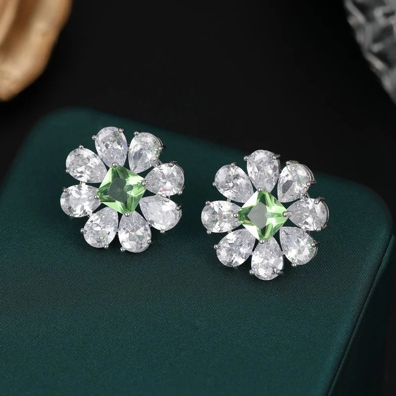 Bilincolor Luxury  Zircon Inlaid Sun Flower Small Daisy Earrings