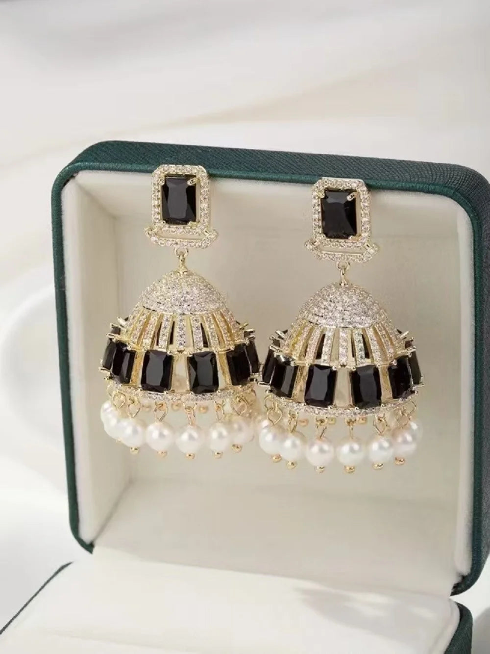 Bilincolor Light Luxury Heavy Industry Pearl Tassel Wind Chime Earrings for Women