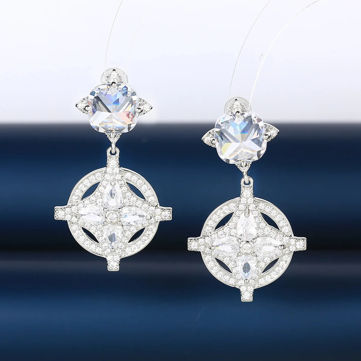 2022 New Geometric Fashion Zircon Elegant Earrings for Wedding or Party