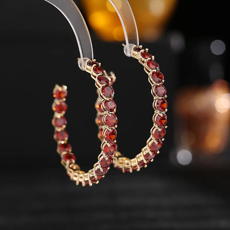 Bilincolor Luxury Large C-ring Earrings Inlaid with Zircon for  Wedding  or  Party