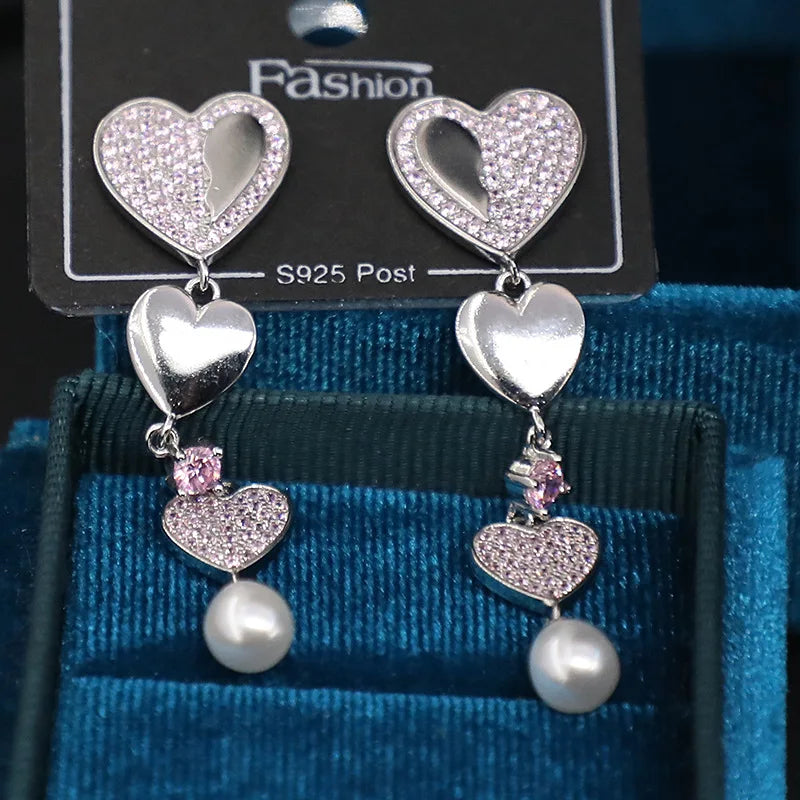 Bilincolor Fashion New Korean Style Peach Heart Earrings for Women