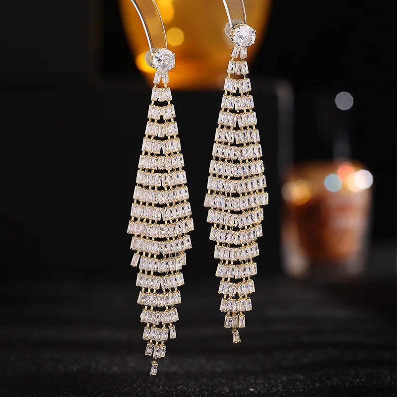 Bilincolor Light Luxury New Zircon Fringe  for Wedding or Party