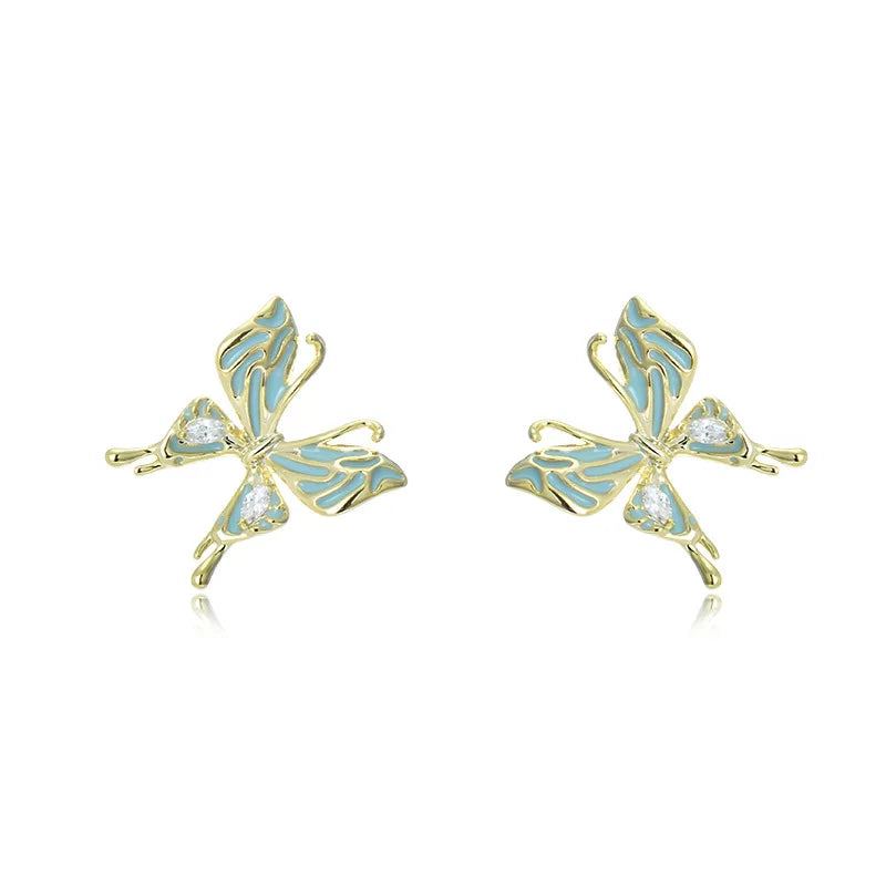 BiLincolor Korean Copper Butterfly Zircon High Quality Earrings for Wedding or Party