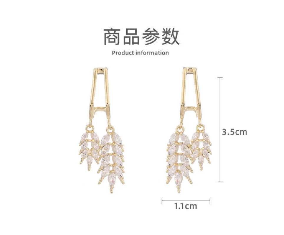 Bilincolor Light Luxury   Ear of Wheat  Sweet Earring  for Wedding or Party