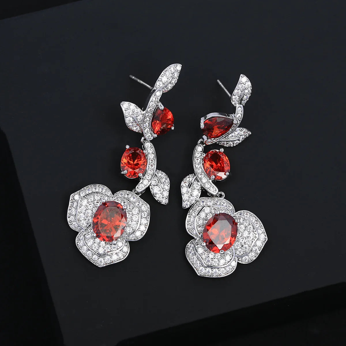 Bilincolor Luxury Flower Shaped Earrings for Wedding or Party