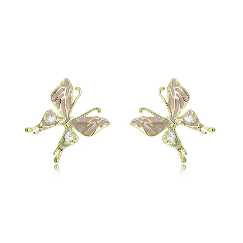 BiLincolor Korean Copper Butterfly Zircon High Quality Earrings for Wedding or Party