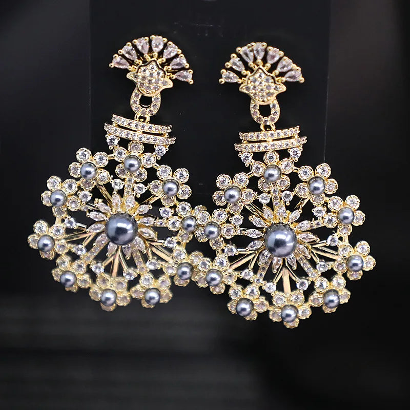 Bilincolor Micro Set Zircon Flower Earrings For Women