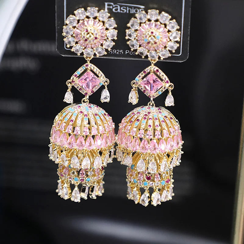 Bilincolor Temperament Micro Inlaid Zircon Wind Chime Earrings