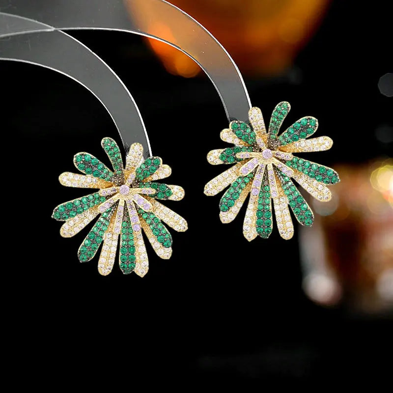 BIlincolor Bright Fireworks Zircon Earrings  For Women or Girls  Chrismas' Gift