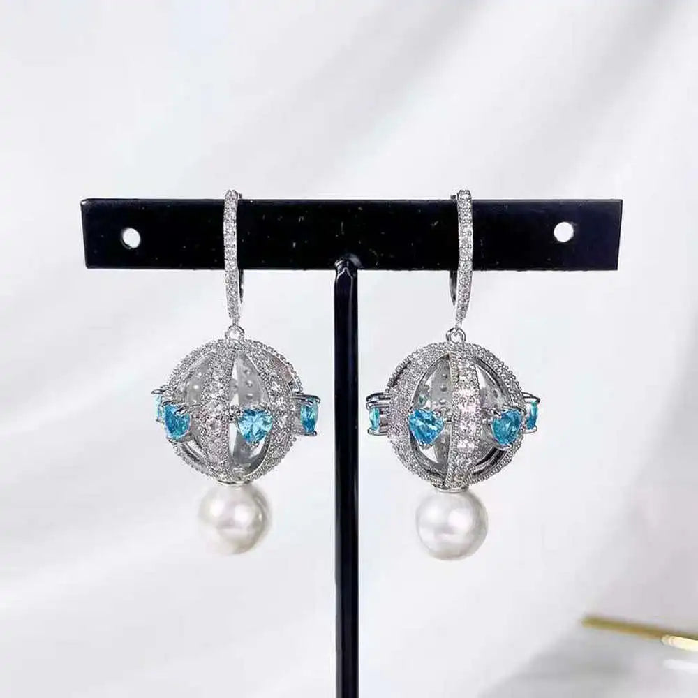 Bilincolor Exquisite Love Zircon Hollow Small Lantern Earrings for Women