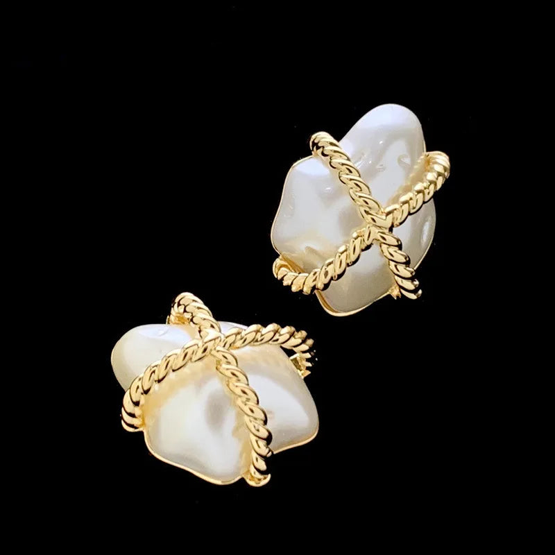 Bilincolor Irregular Baroque Pearl Earrings for Party or Wedding