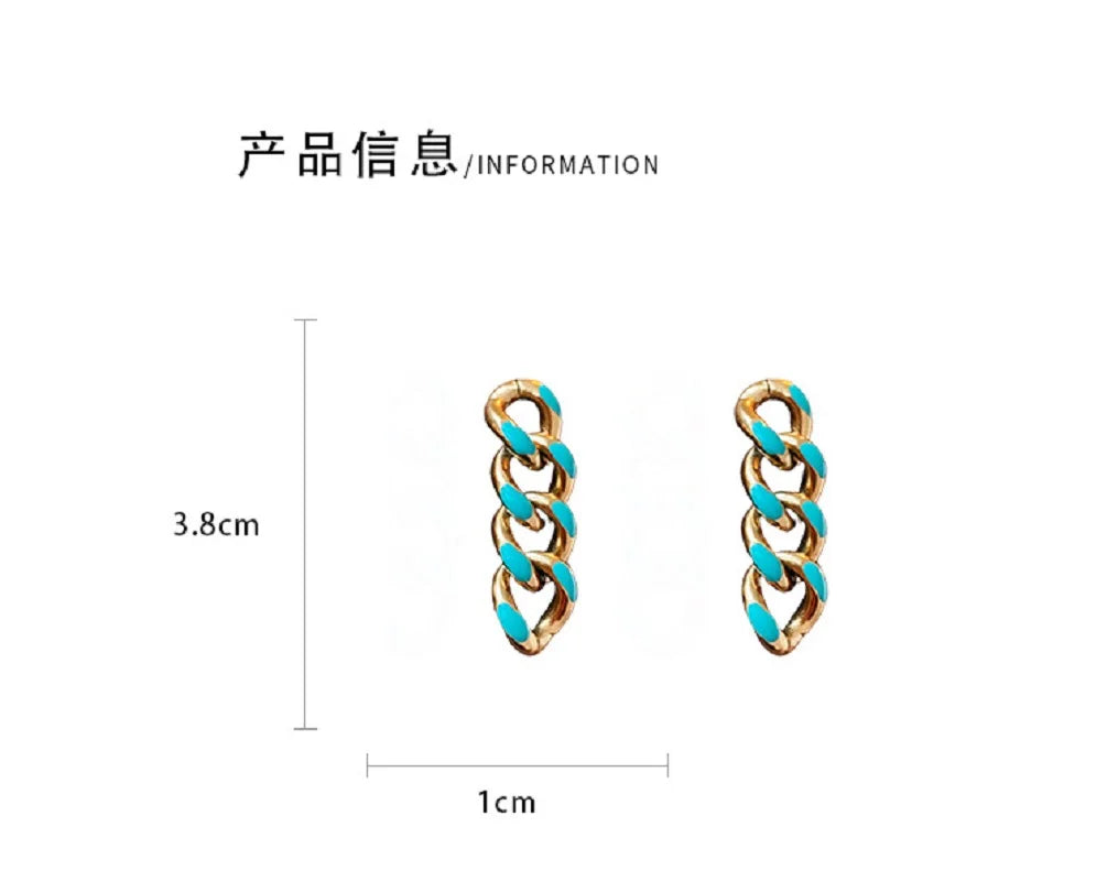 Bilincolor Metal Style Titanium Steel Chain Earrings for Women