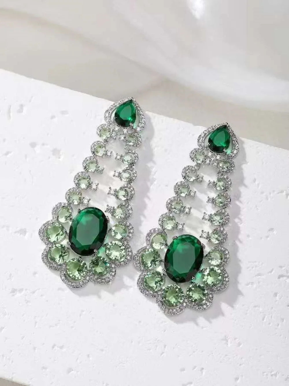 Bilincolor New Light Luxury Heavy Industry Gorgeous Colored Zirconia Earrings for Women