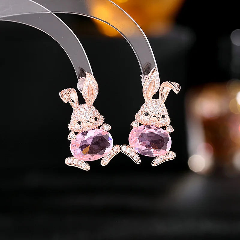 Bilincolor Zircon Chinese Year of Rabbit Refined  Earrings for Women