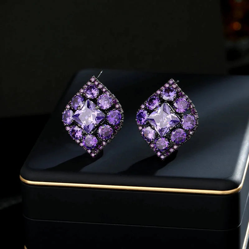 Bilincolor Purple Zircon   Earrings For Women