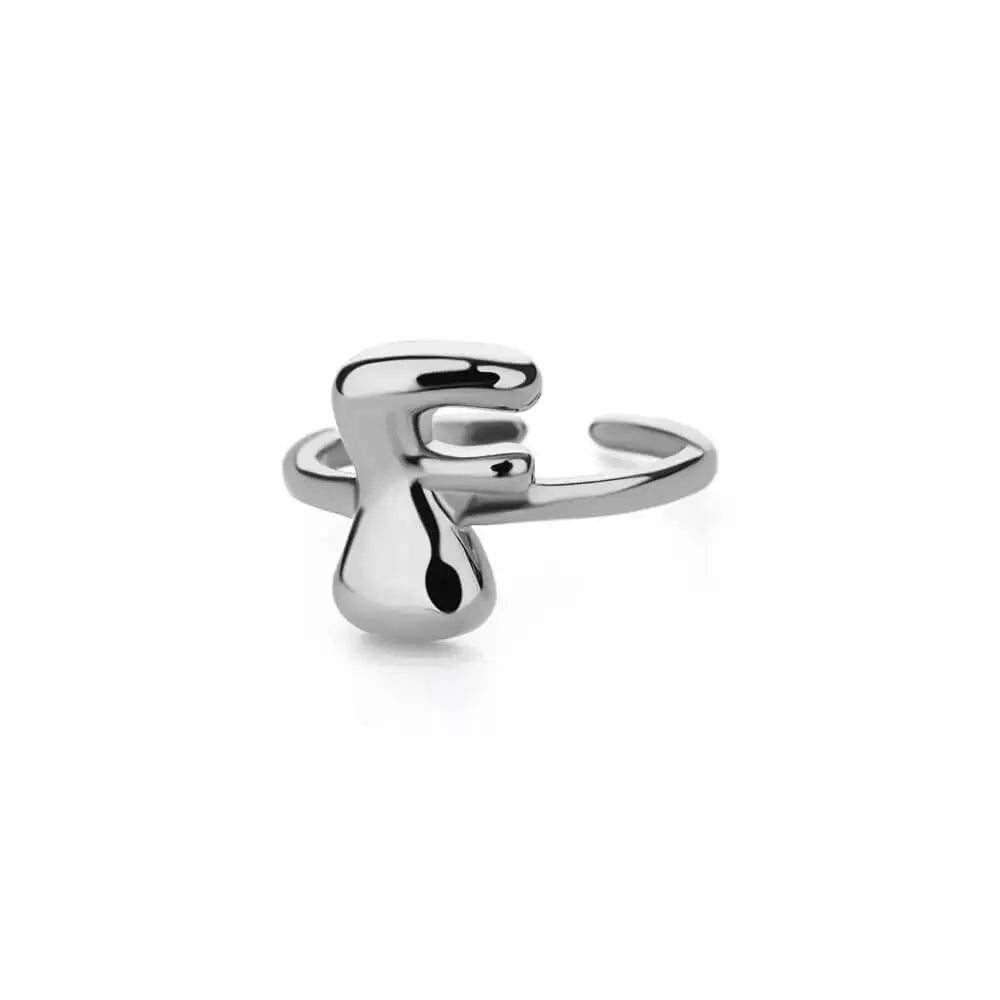 Chunky Initial Letter Rings for Women Gold Color Stainless Steel Ring Classic Alphabet Jewelry Finger Accessories anillos mujer