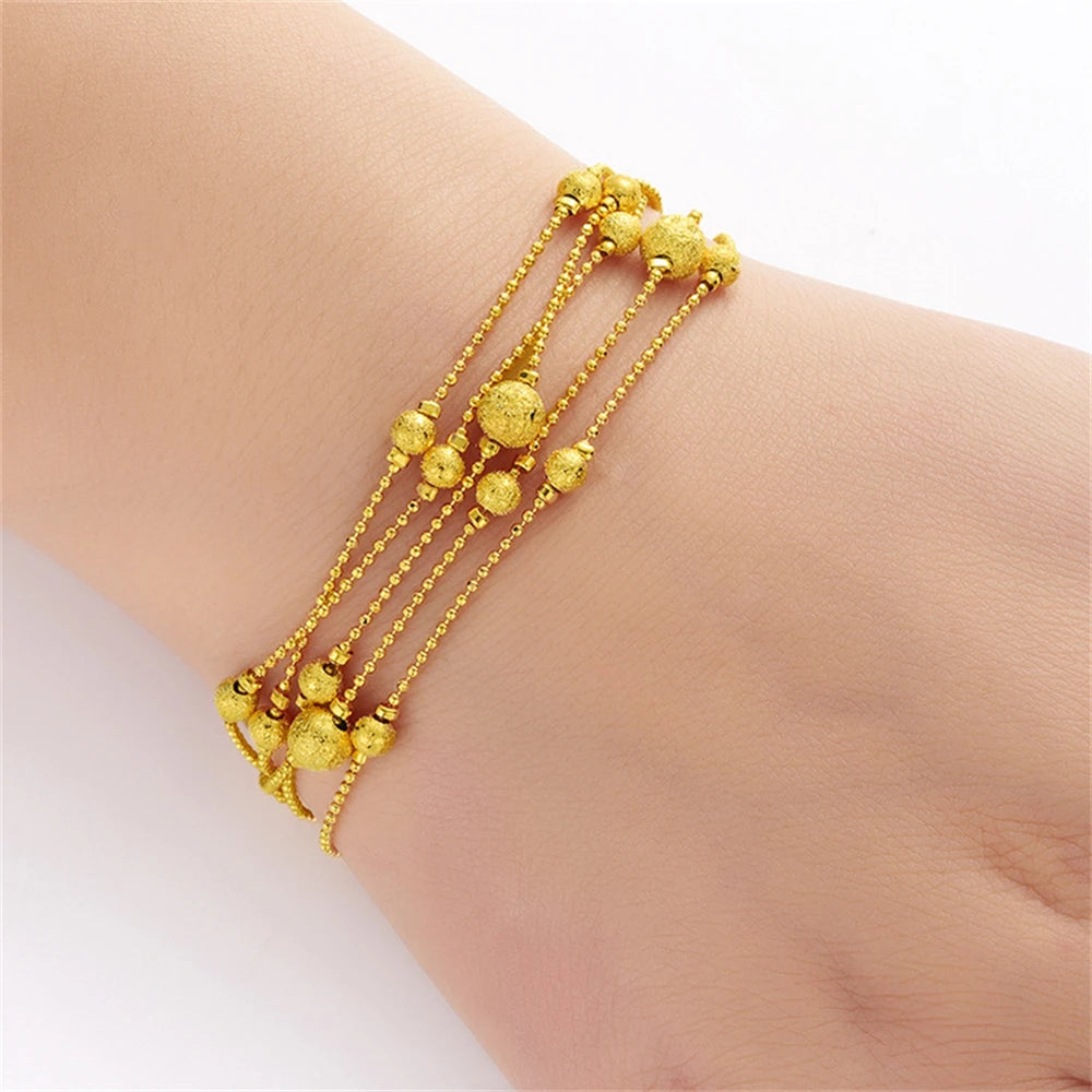 Women's Hand Bracelets Gold Color Multi Layer Beaded Chain Charm Bracelet Wristband Pulsera Femme Trendy Jewelry Party Gifts