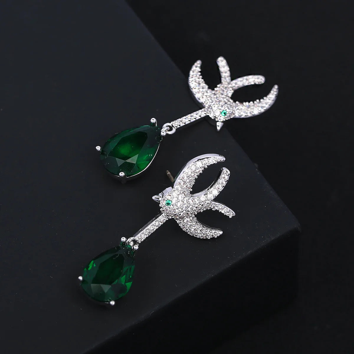 Bilincolor Light Luxury Bird Tassel Zircon Earrings  For Women or Girls'  Christmas Gift