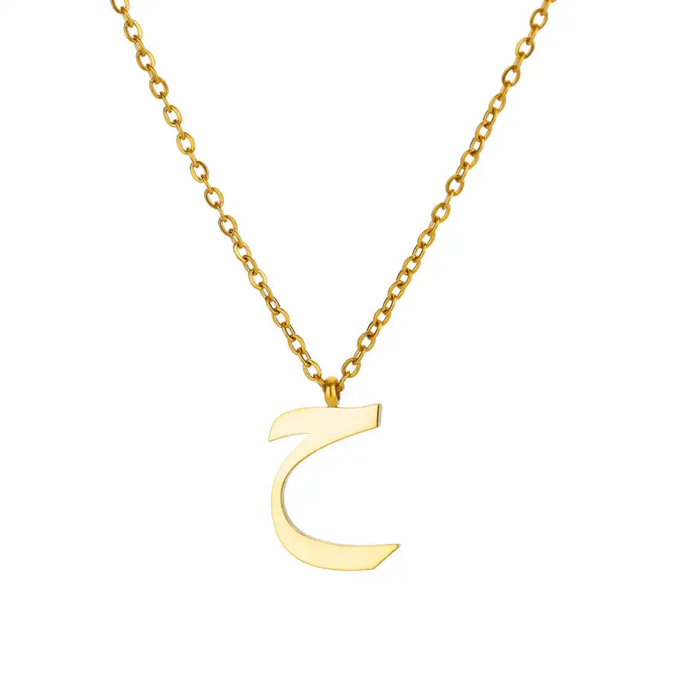 Arabic Letter Pendant Necklaces for Women Gold Color Initials Necklace 2024 Trend New Alphabet Stainless Steel Jewelry collar