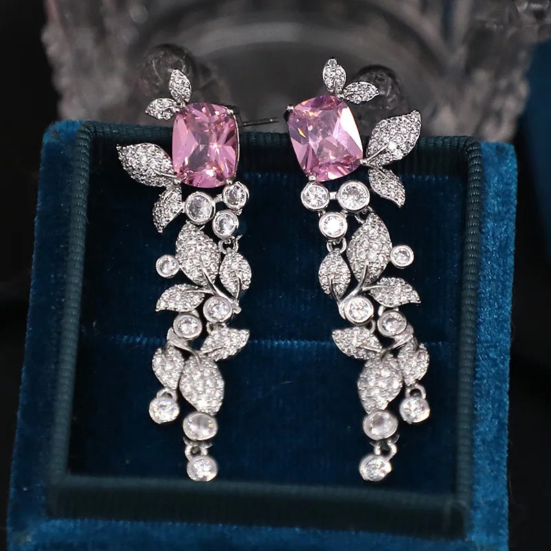 Bilincolor Micro Set  Zircon  Leaf Earrings for Women