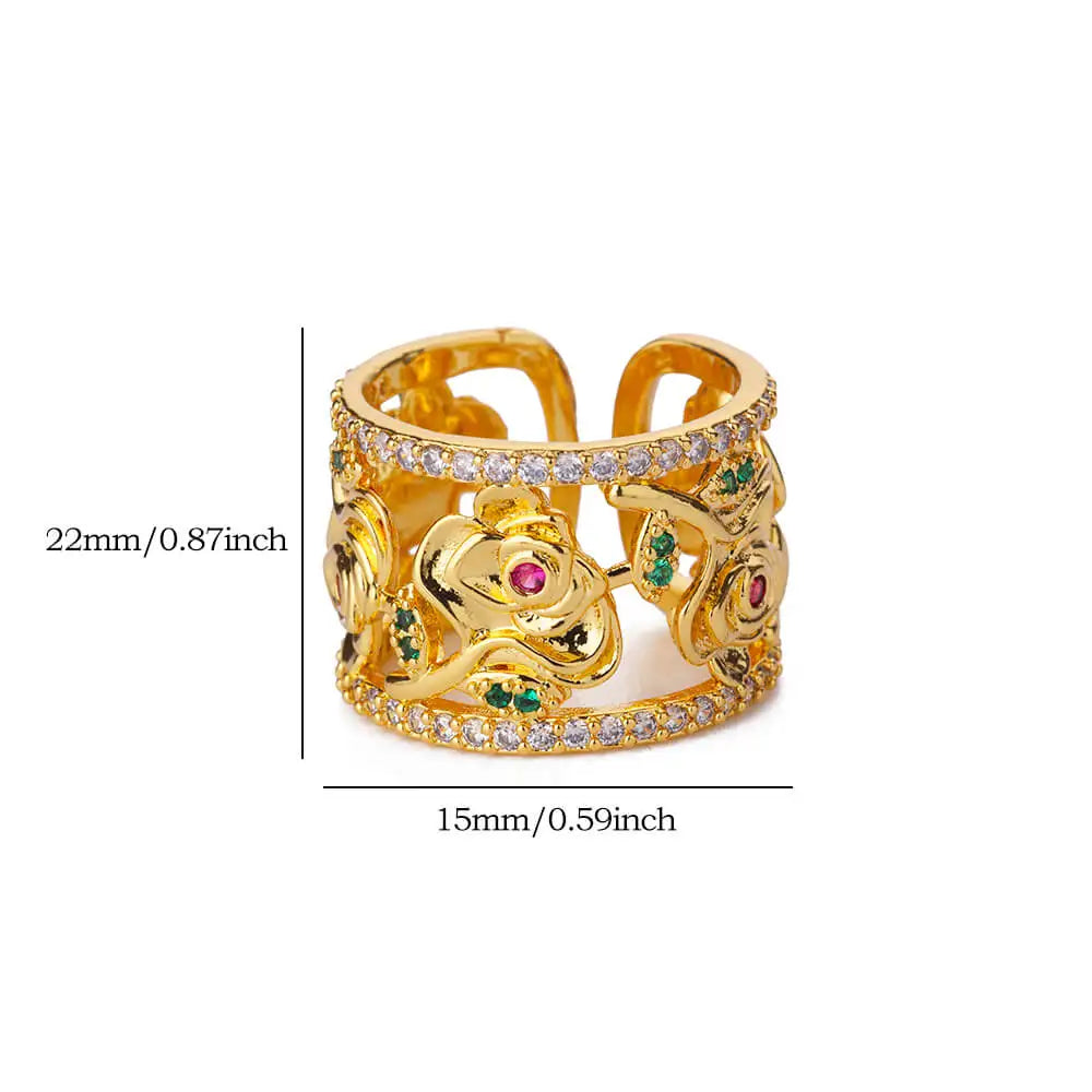 Double Layers Flower Rings for Women Gold Color Stainless Steel Ring 2024 Engagement Wedding Christmas Jewelry anillos mujer