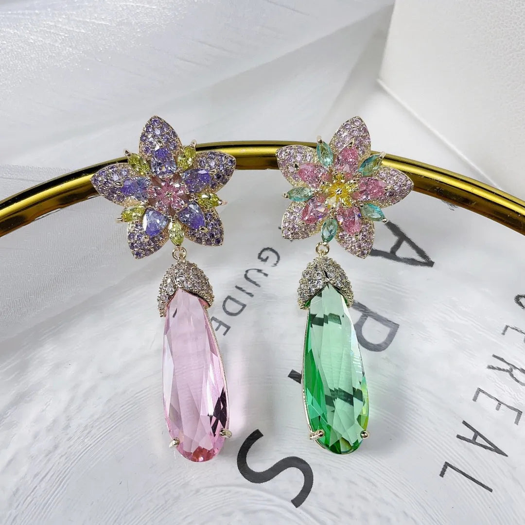 Bilincolor Fashion Three-Dimensional Flower Drop Earrings For Gift or  Party