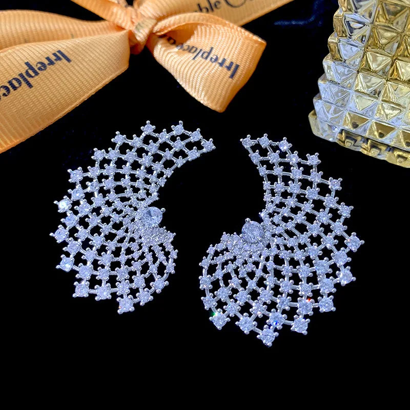 Bilincolor Large Fan-shaped Earrings with Personalized Hollow Design for Women