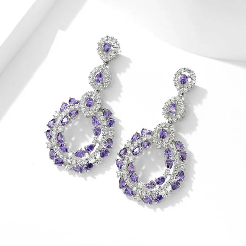 Bilincolor Purple Temperament Earrings for Wedding or Party