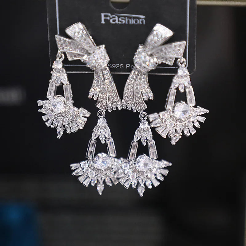 Bilincolor Micro Set Zircon Bow Earrings for Women