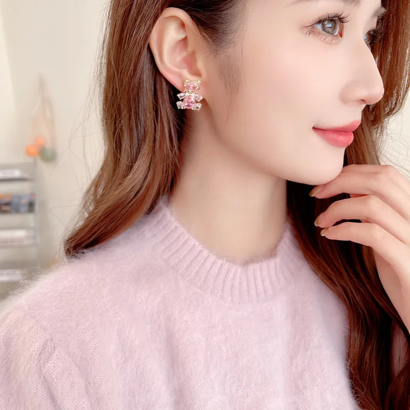 Bilincolor Sweet Temperament and Cute Little Bear Earrings for Women