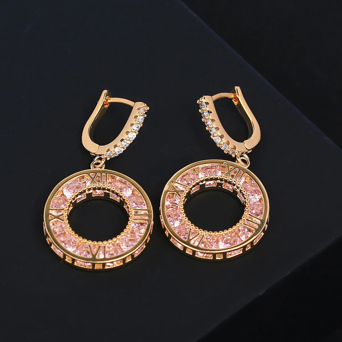 Bilincolor Light Luxurious and Personalized Circle Antique Earrings  For Women or Girls'  Christmas Gift