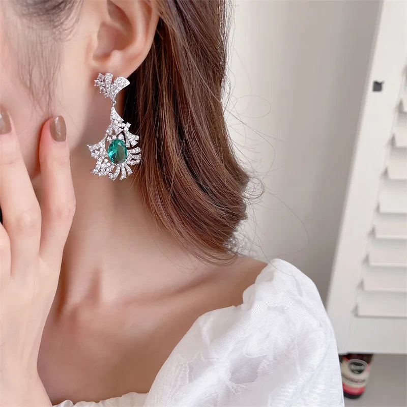 Bilincolor Light and Luxurious Zircon Inlaid Charming Earrings  for Wedding or Party