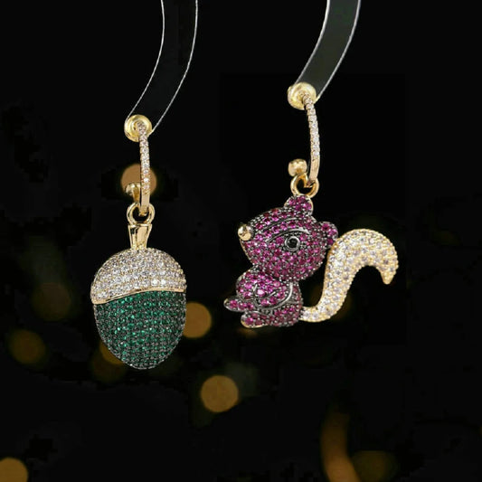 Bilincolor Squirrel Fruit Zircon Shaped Earrings for Women