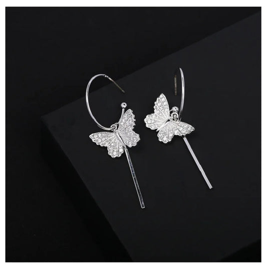 Bilincolor Luxury Luxury Zircon Butterfly Long Earrings for Christmas "Gift