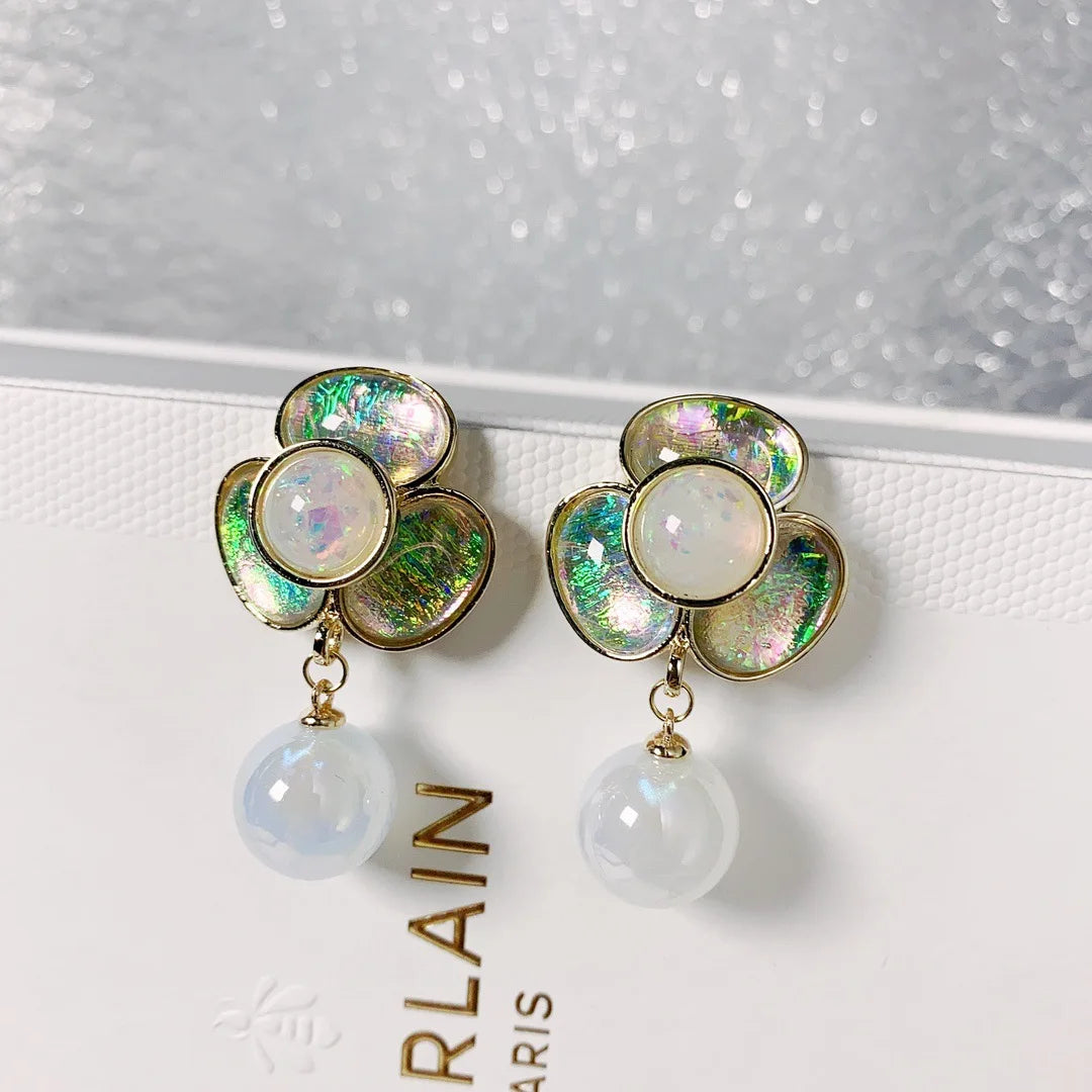 Bilincolor  Fashionable Three-dimensional Colorful Flower Light Luxury Temperament Earrings